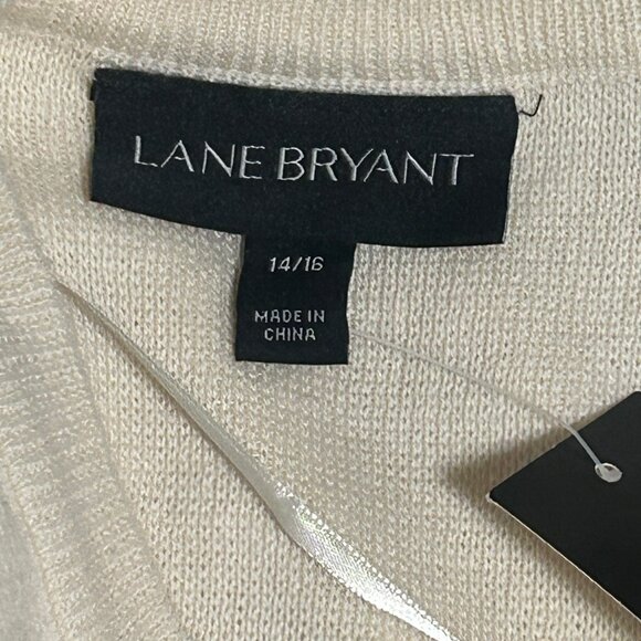 Lane Bryant Sweater Cream & Navy Women's 14/16 NEW with Tags  Cold Shoulder - Picture 2 of 15